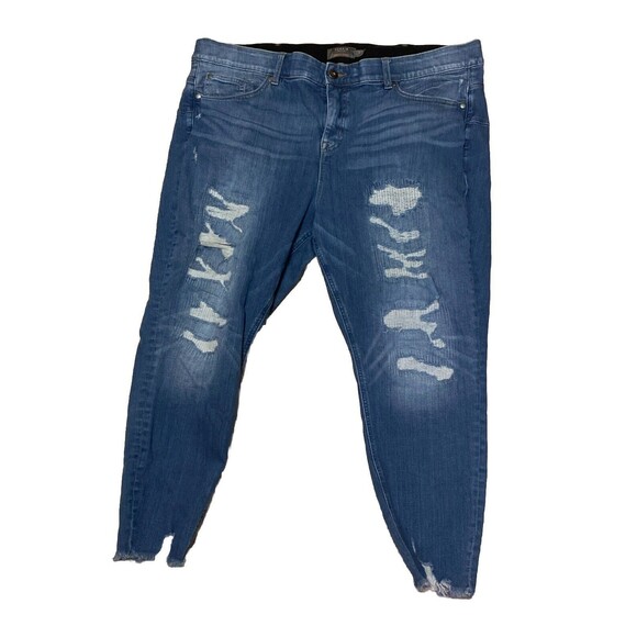 Torrid Women's Jeans 24R Blue Bombshell Skinny Ankle Distressed - Picture 1 of 5